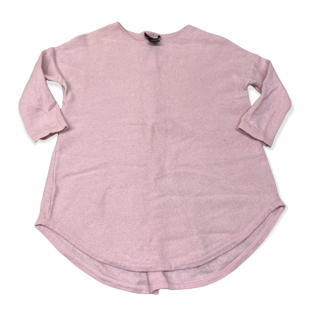 Sara Campbell Baby Pink Cashmere Crew Neck Pleated 3/4 Sleeve Tunic